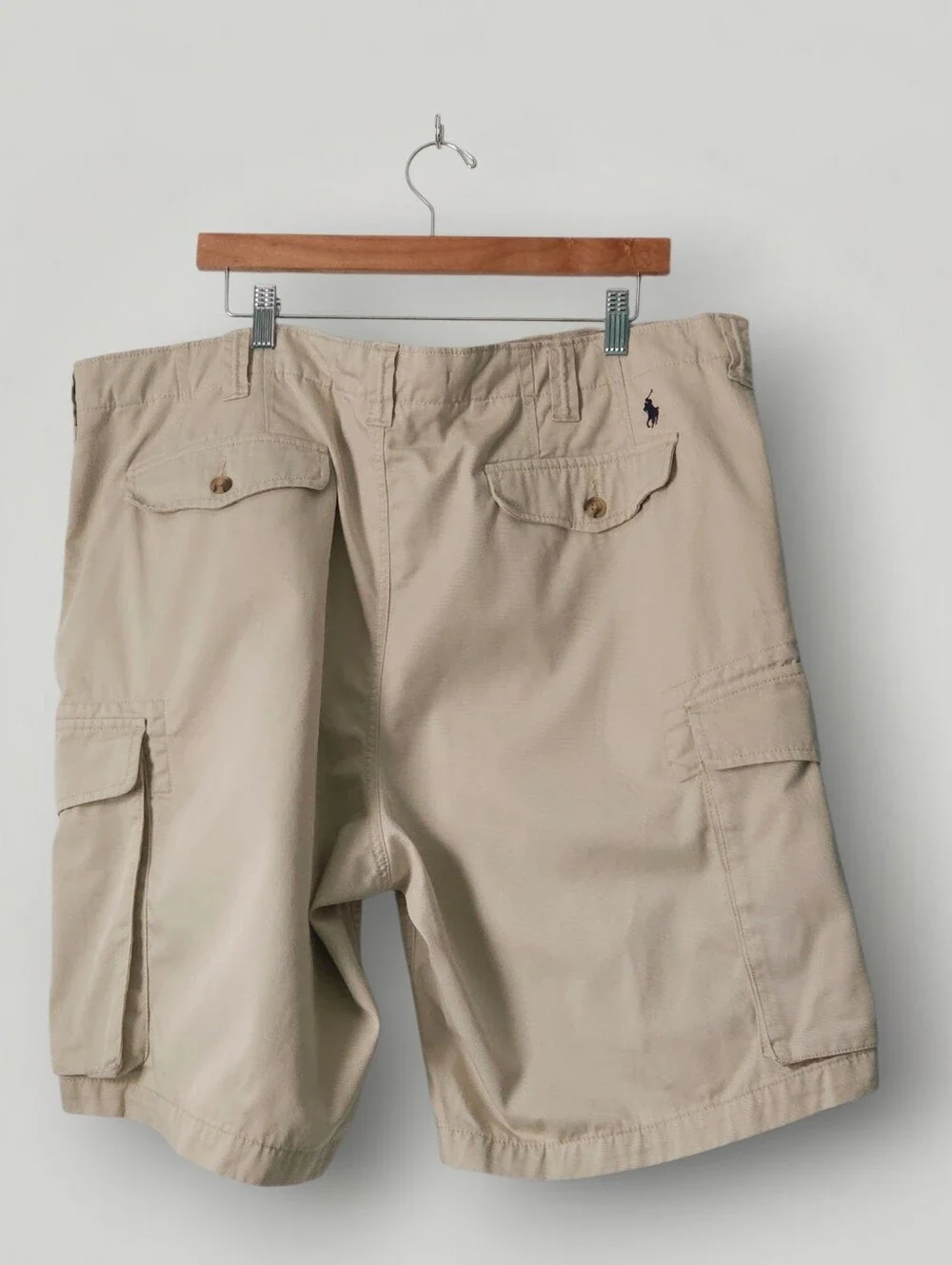 Polo Ralph Lauren Mens 44B Relaxed Fit Cargo Shorts‎ Khaki Tan Cotton Pony Logo